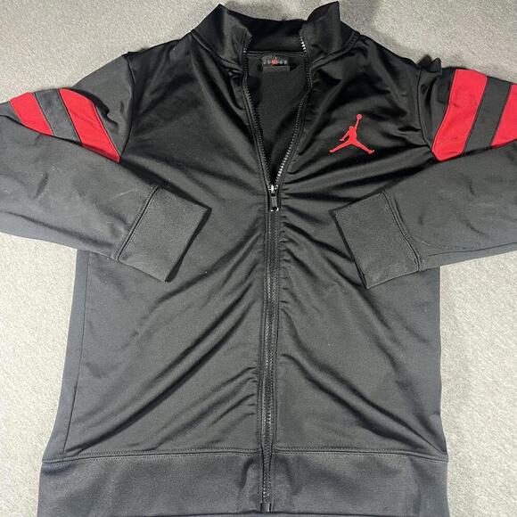 Jordan Other - Jordan Black and Red Varsity Jacket Youth Large With Zip-Up Front NBA Michael J
